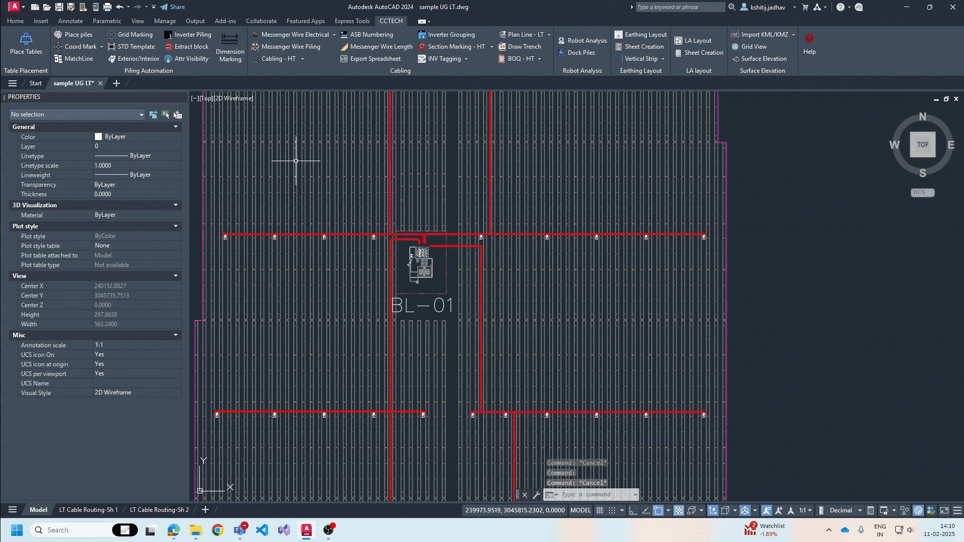 Automated cable routing - Solar plant